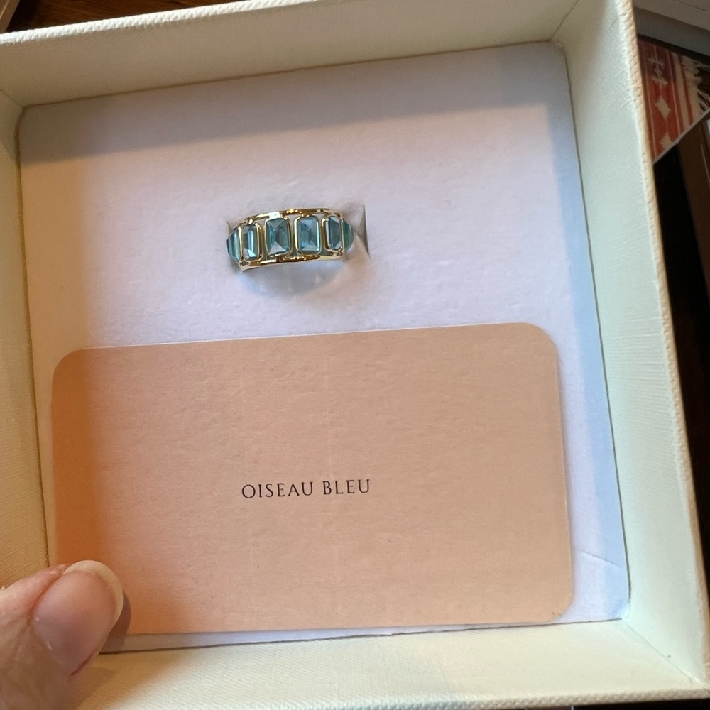14K Blue topaz eternity ring by Oiseau Bleu. - Picture 4 of 6